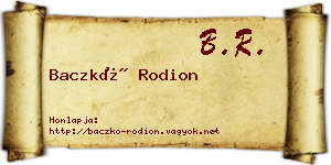 Baczkó Rodion névjegykártya